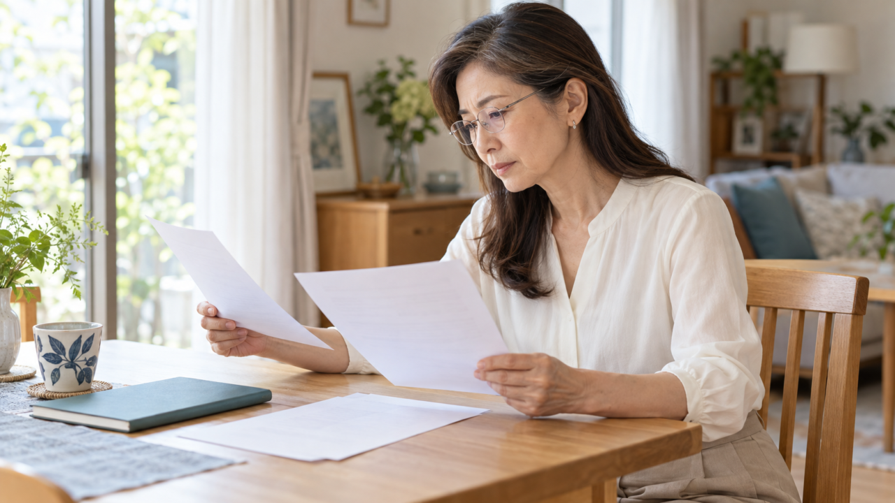 就業条件と実際の業務を確認する50代女性